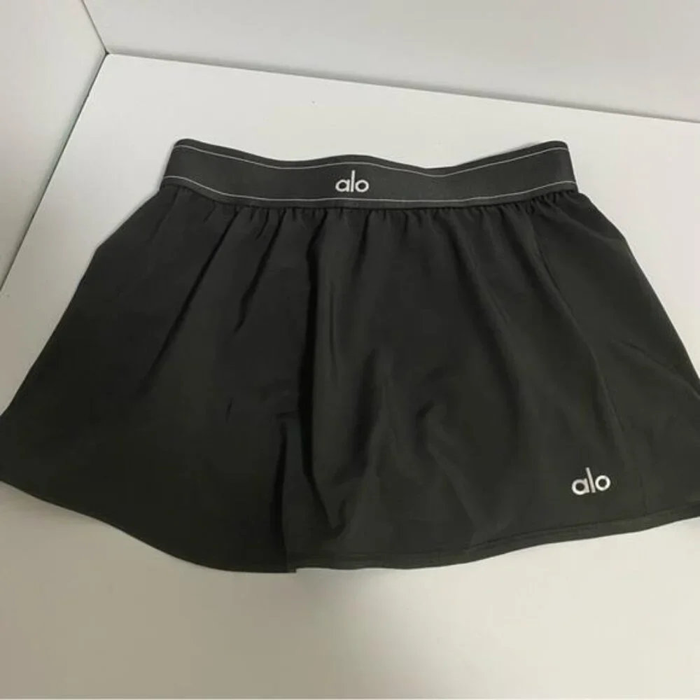 ALO Yoga Black Skirt Match Point Tennis Skort